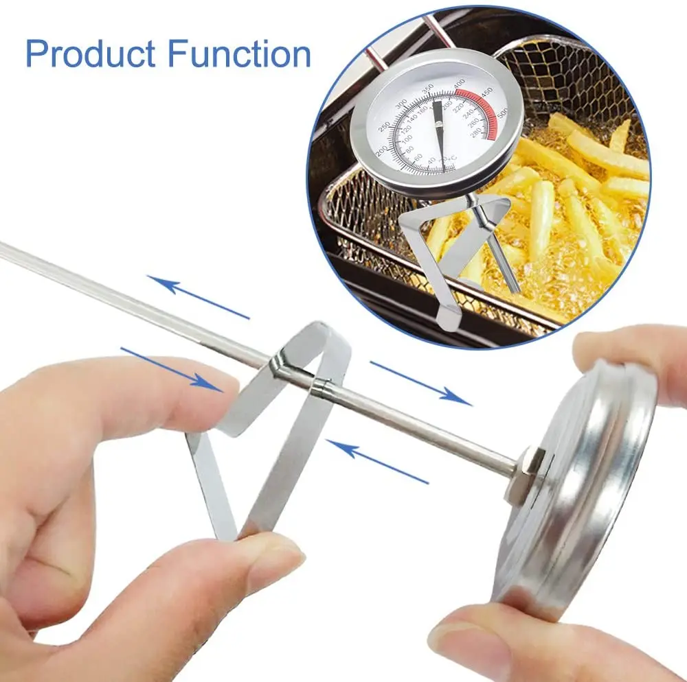 Practical Kitchen Tools Stainless Steel Frying Oil Fryer Fries Fried Barbecue Thermometer 50°-550°C Chicken Wing， with 40cm Long 5