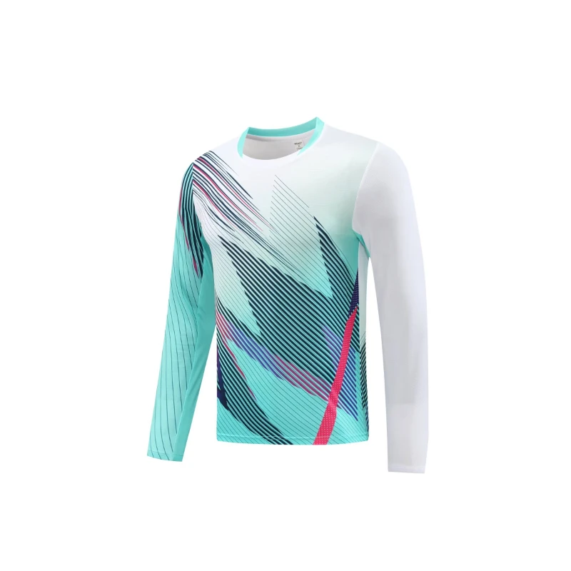Long Sleeve Badminton Shirt Unisex Table Tennis Jersey V neck Ping Pong Shirt Apparel Men Women Professional Pickleball Clothes
