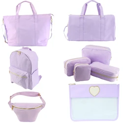 Purple Nylon Waterproof Bag Set Women's Cosmetic Storage Bag Outdoor Travel Backpack Luggage Storage Travel Set