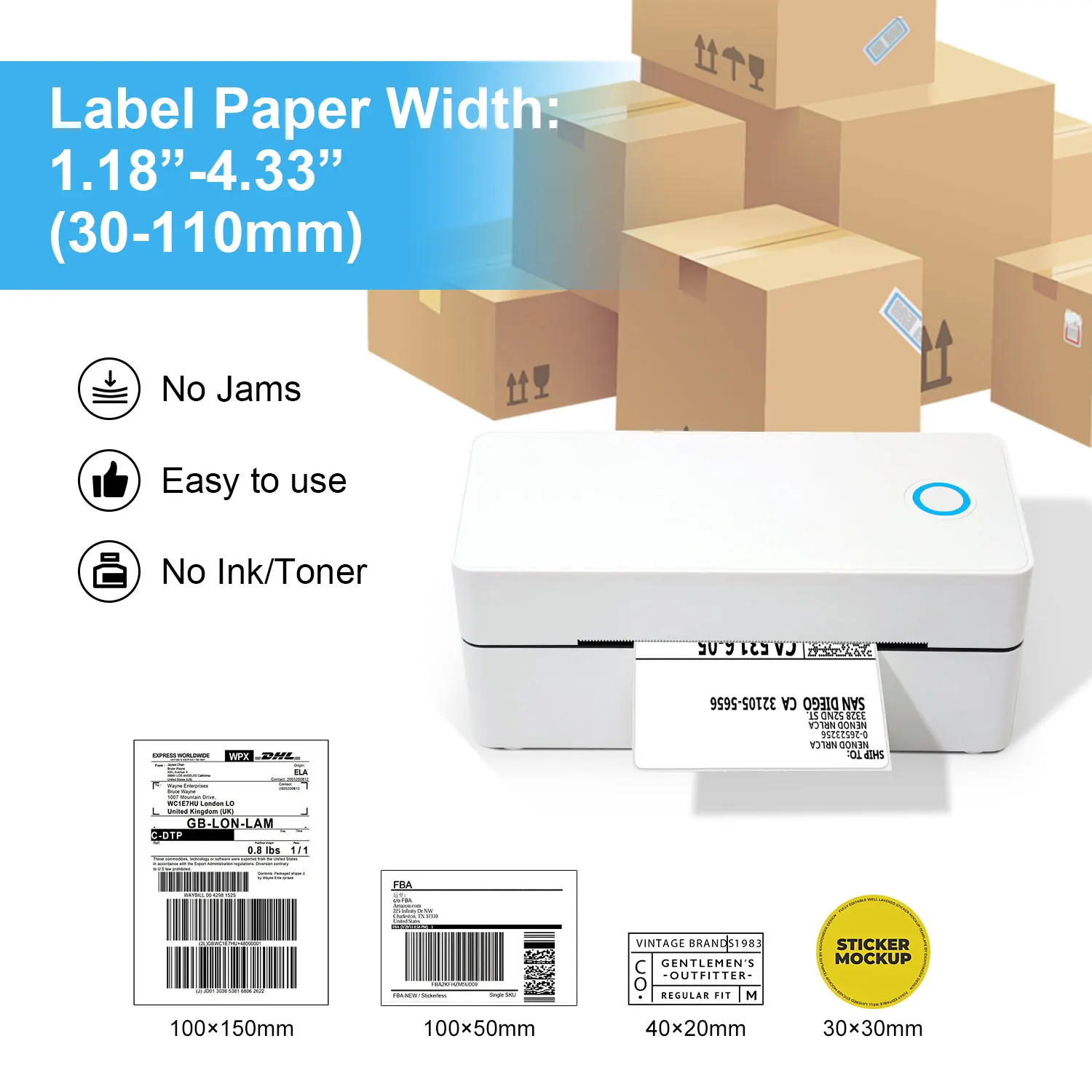 طابعة ملصقات حرارية طابعة ملصقات شحن لاسلكية صغيرة...