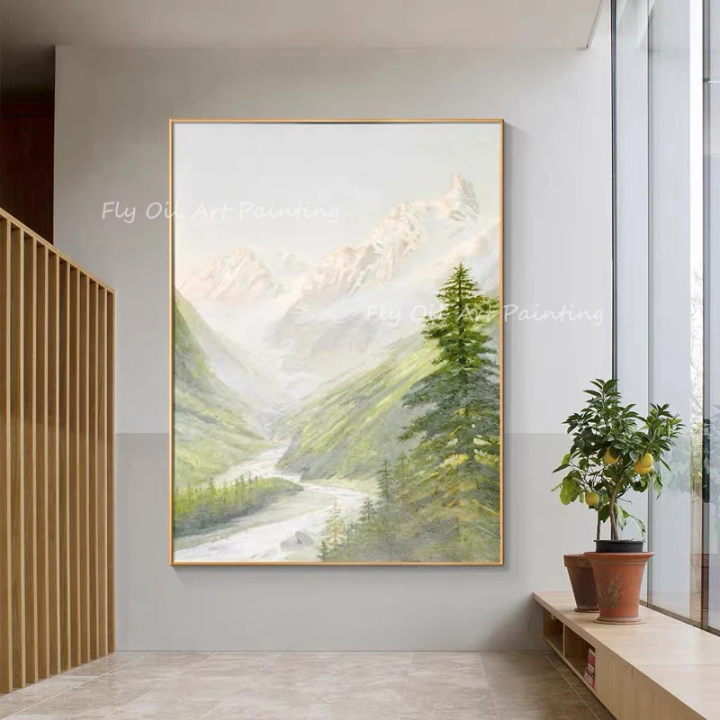 

Landscape picture mountain simple nature thick Large Size 100% Handpainted Oil Painting Porch Aisle For Living Room unframe
