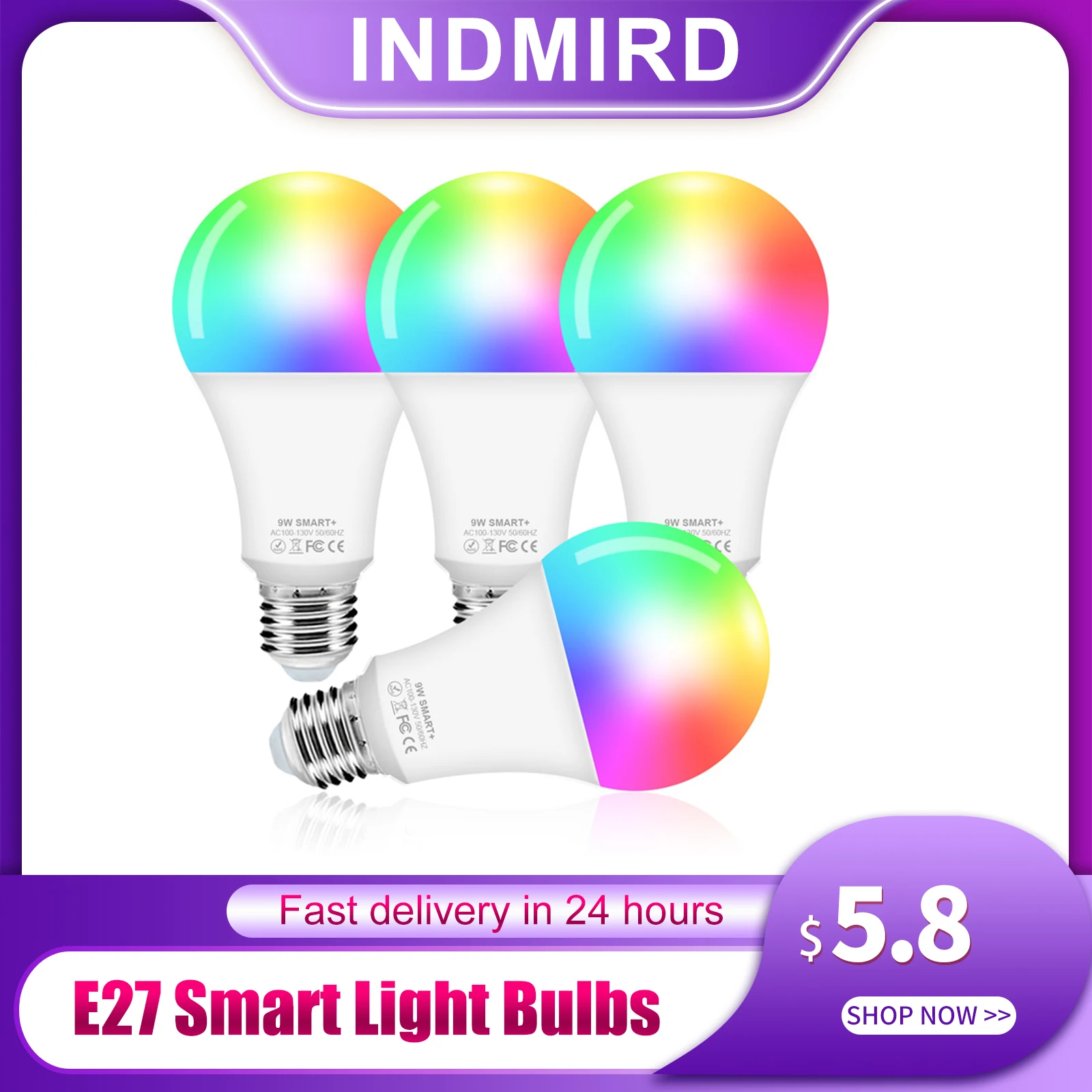 

Light Bulbs E27 Smart LED Lamp, 10W WiFi Colour Changing LED RGB Bulb 16 Million Colours, App Control Dimmable Bulb Lamp