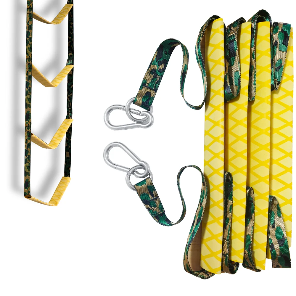 Boat Rope Ladder Inflatable Strap Portable for Pontoon Kayak Motorboat Canoeing Sailboat Outdoor Climbing Ladders 3 Step 4 And 5 4pcs pulley ratchets heavy duty rope clip hanger adjustable lifting pulley lanyard hanger kayak and canoe boat bow rope lock tie down strap