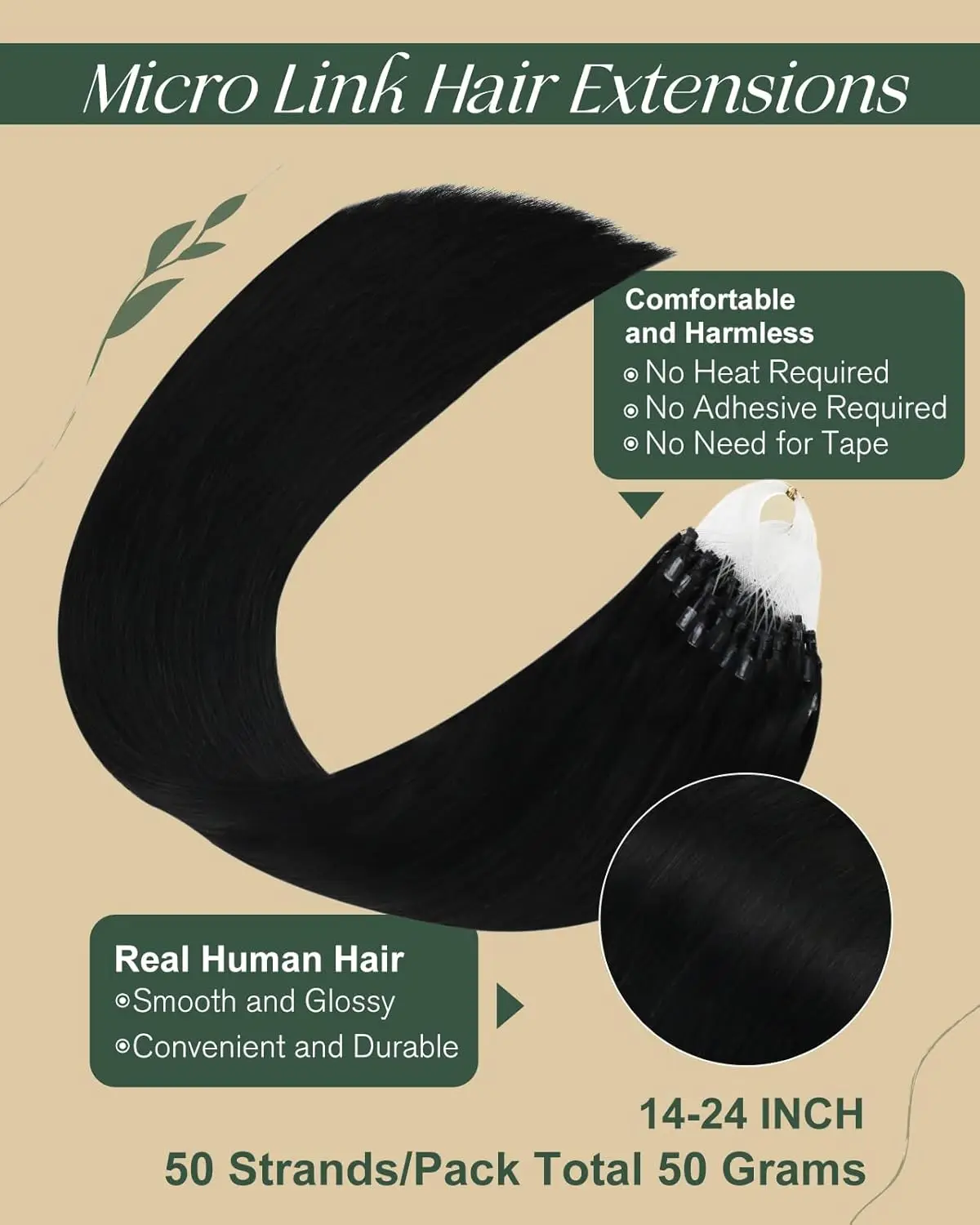 Ugeat Micro Loop Human Hair Extensions Micro Link Hair Extensions Real Remy Human High Quality 50g/100g 14-22 inch