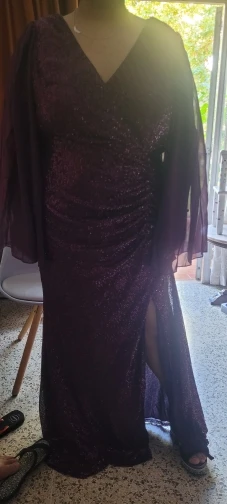 Elegant Plus Size Sequin Patchwork Mermaid High Slit Party Dress photo review