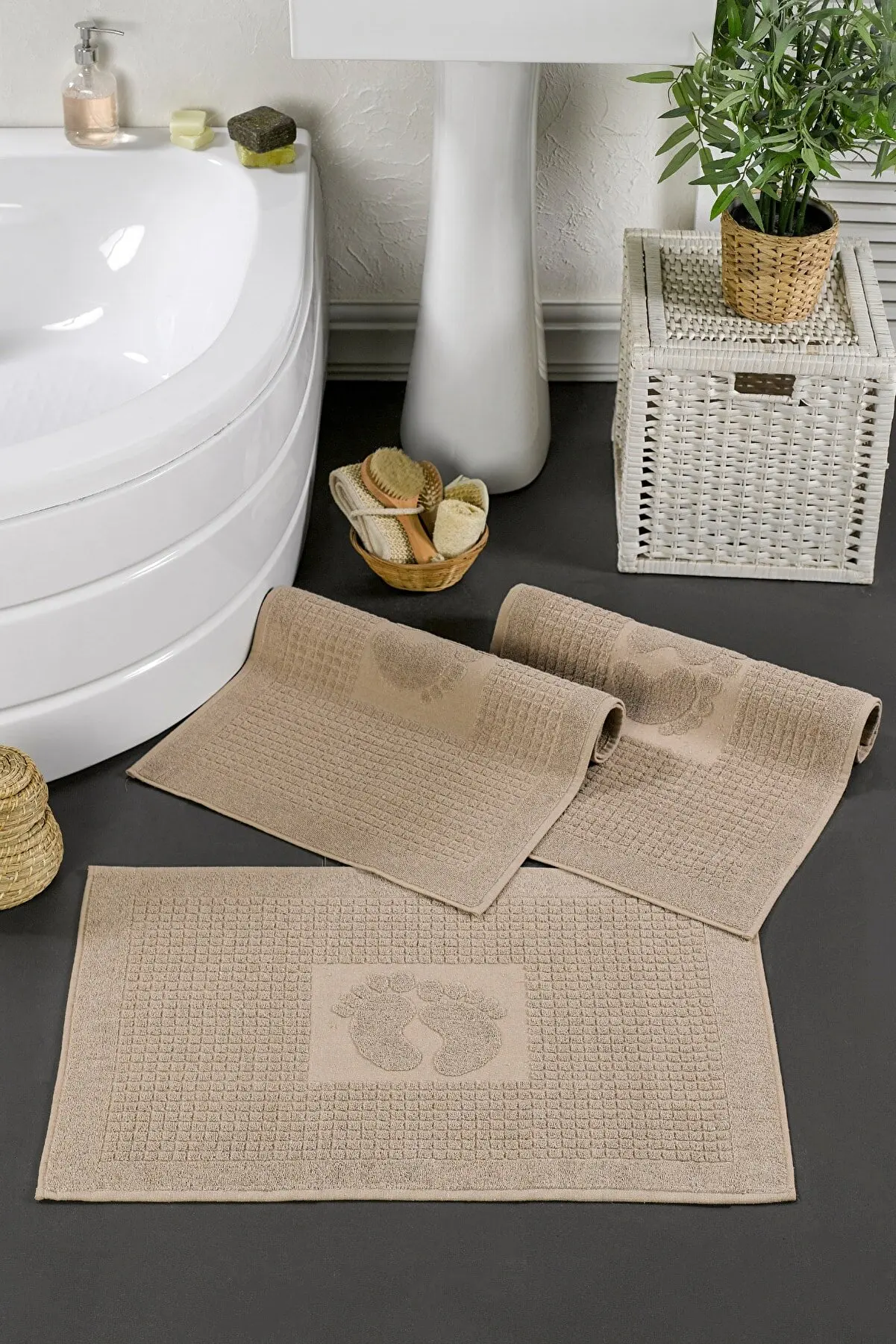 Footprint Cotton Home Hotel Floor Towel Ant-slip Spa Beauty Bath Mat for Bathroom  Toilet Bathtub Pad Absorbent Floor Mat 80x50cm - AliExpress