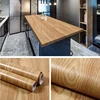 Self-Adhesive PVC Waterproof Wood Grain Wallpaper Rolls Kitchen Stickers Furniture Wardrobe Table Wall Papers Home Decor 1