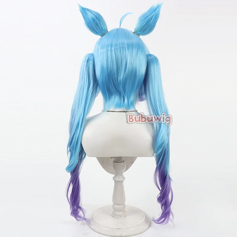 Bubuwig 합성 머리 소우야 이치카 코스프레 가발 가상 유튜버 소우야 이치카 80cm 라이트 블루 혼합 퍼플 가발 내열성