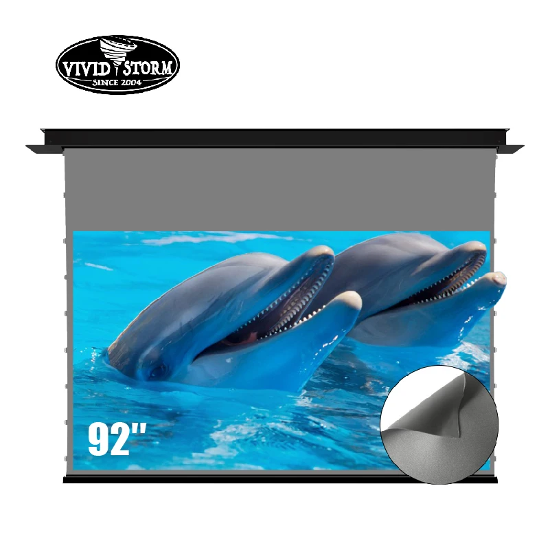 Vividstorm 92 Pollici Phantom Incasso A Soffitto Elettrico Motorizzato Tensione Drop Down Telecomando Home Movie Projector Screen
