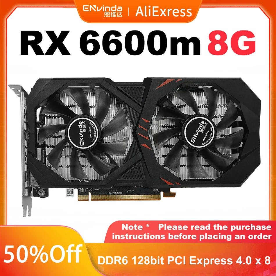 ENVINDA Verwendet RX6600M 8GB Video Karte GPU GDDR6 128 Bit 14 Gbps RX ...