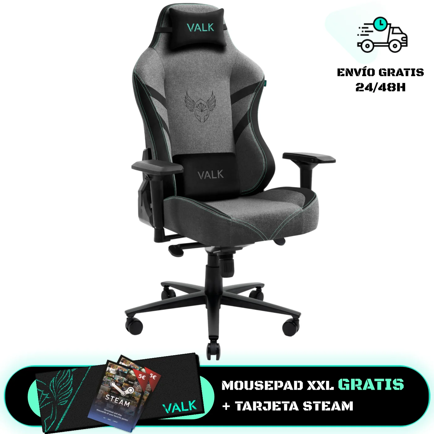 Valk Gaming Freya Cadeira Gaming Tecido Cinzento