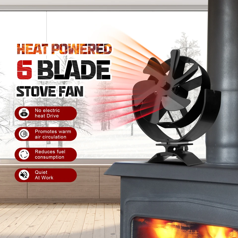 Wood Stove Accessories Heat-Powered Wood Stove Fan 4-Blade Eco