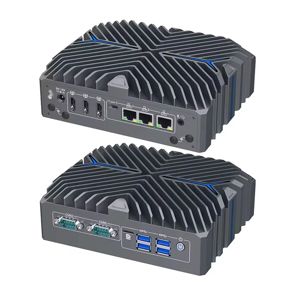 Partaker Industrial PC 14th Gen Ultra 5 125U Ultra 7 155U Win11 Pro 4K 3 x HD 3 x LAN Type-C Digital Signage Fanless AI Mini PC 2