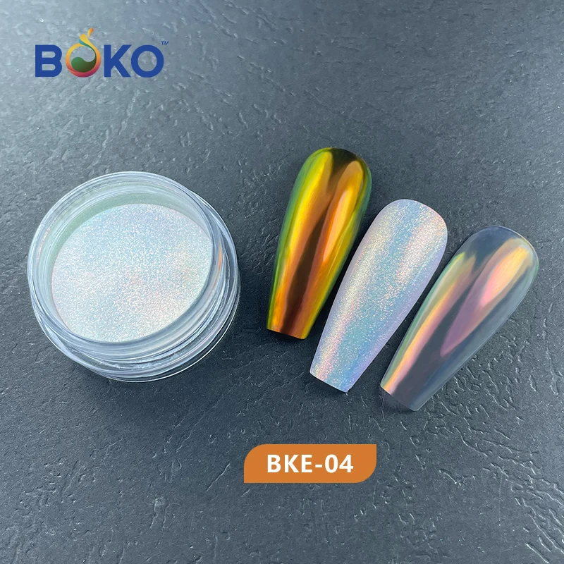 BOKO New Aurora Nail Powder Mirror Effect Chrome Nail Art Mermaid Rainbow Chameleon Effect