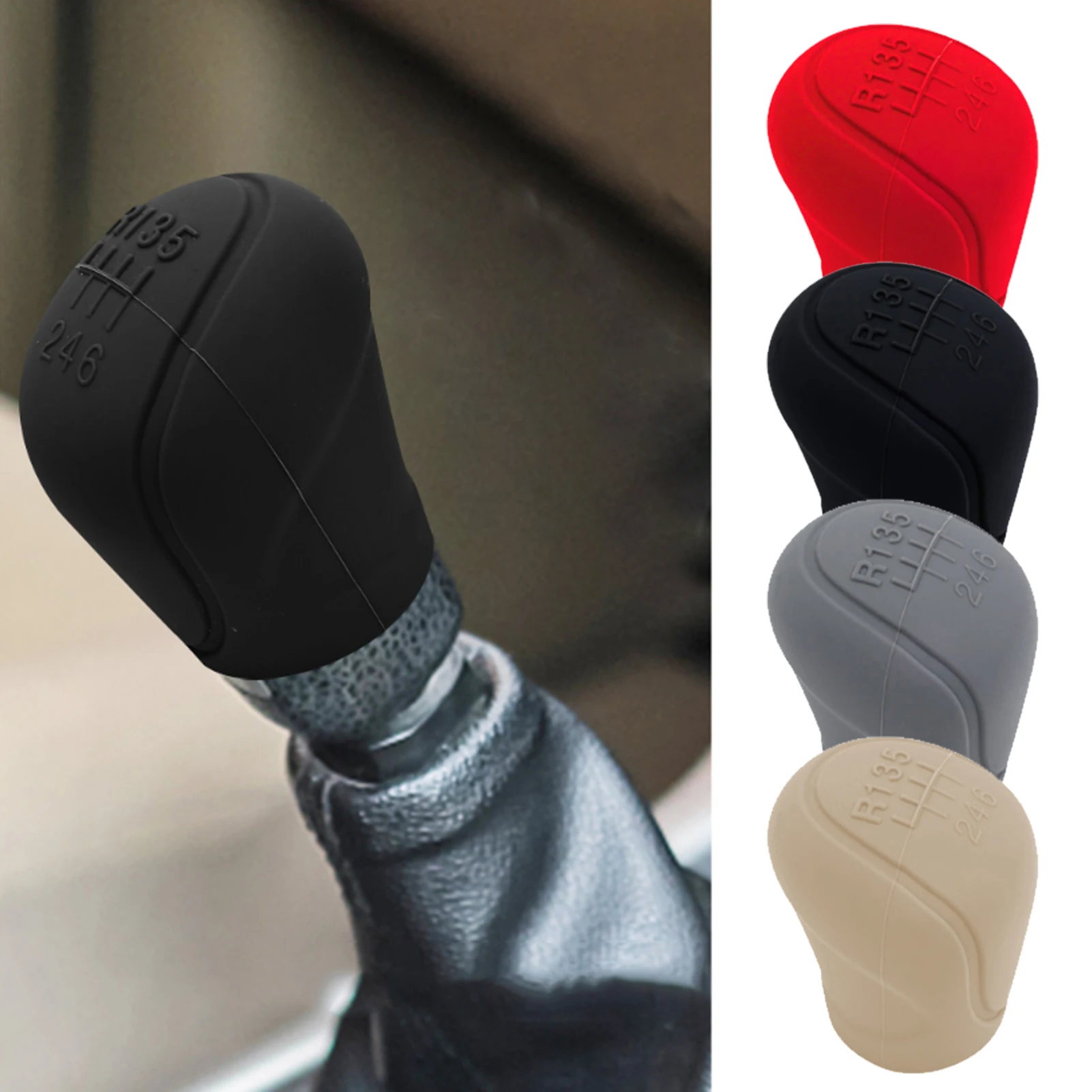 3 Copri Pomello Cambio Auto In Silicone - Universali Per Auto Con Cambio Automatico, Grigio/Nero/Beige