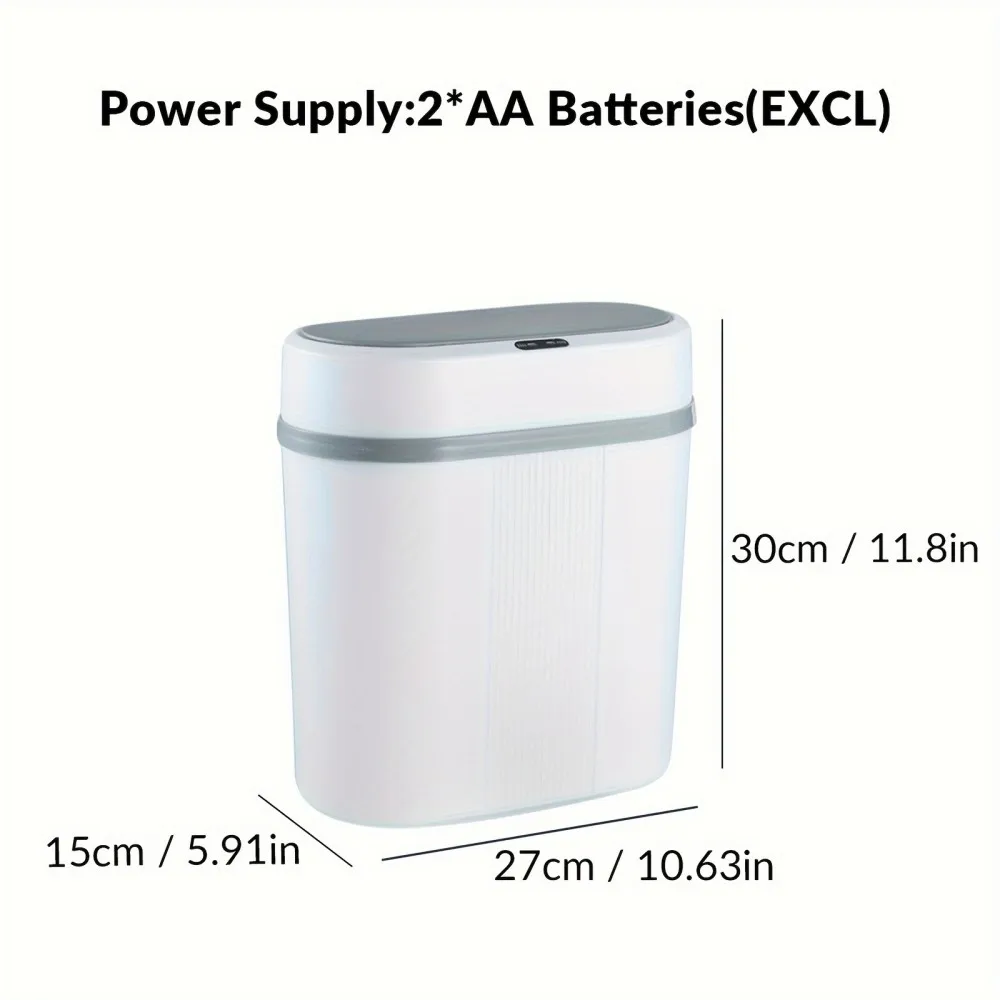 12L Smart Induction Trash Can White Smart Sensing Household Waterproof Intelligent Trash Bin for Bedroom Bathroom Kitchen: 3 - 5 Days Free Delivery Only UK Office