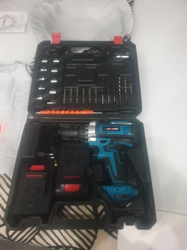 Cordless Impact Screwdriver Handheld Drill Power Tool 32 Torque Setting 2 Gear Speed Electric Screwdriver With 2 Batteries photo review