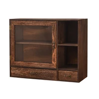 Solid wood dustproof desktop storage box modular detachable cosmetic shelf tea set organizer tea cup holder bookcase teapot latt 1