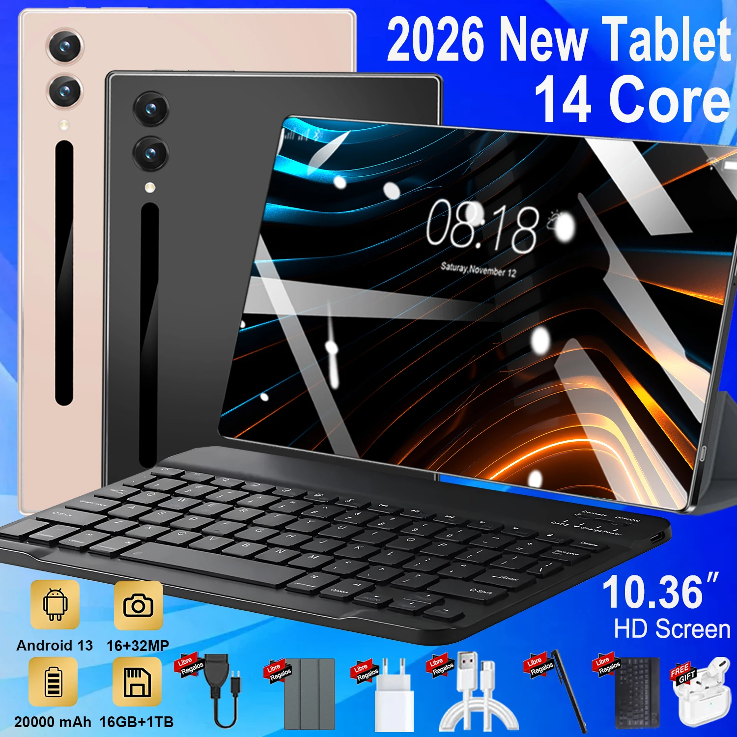2026 Original New S30 Pro Tablet 10.36 inch Android 13 Snapdragon 8gen2 Global 16GB+1024GB 20000mah 5G Dual SIM WIFI HD