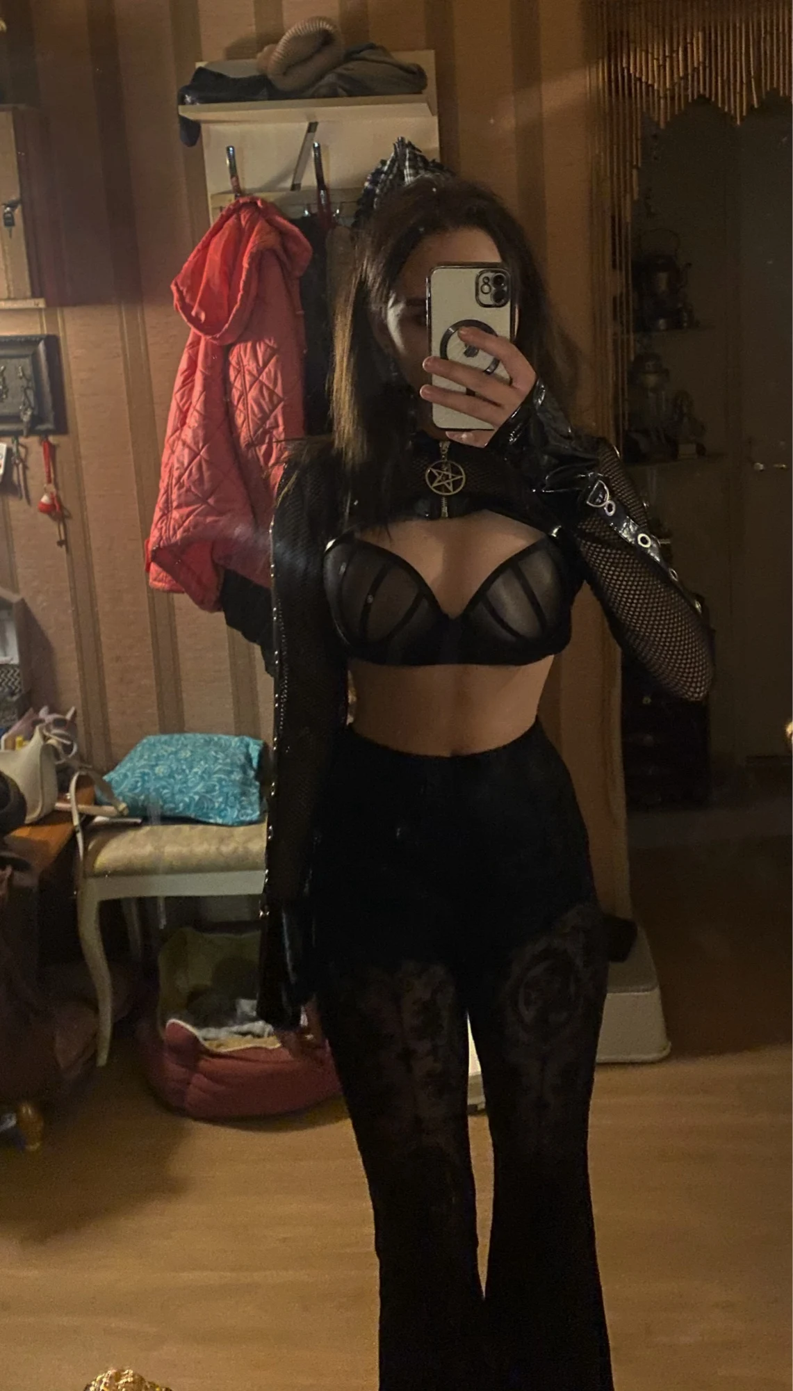 Gothic Black Flared Pants, customer photo