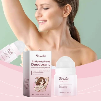 Roxelis 50ml Anti Sweat Deodorant Roller Ball Balm Refreshing Fragrance Underarm Armpit Body Remove Odor Antiperspirant Balm 1