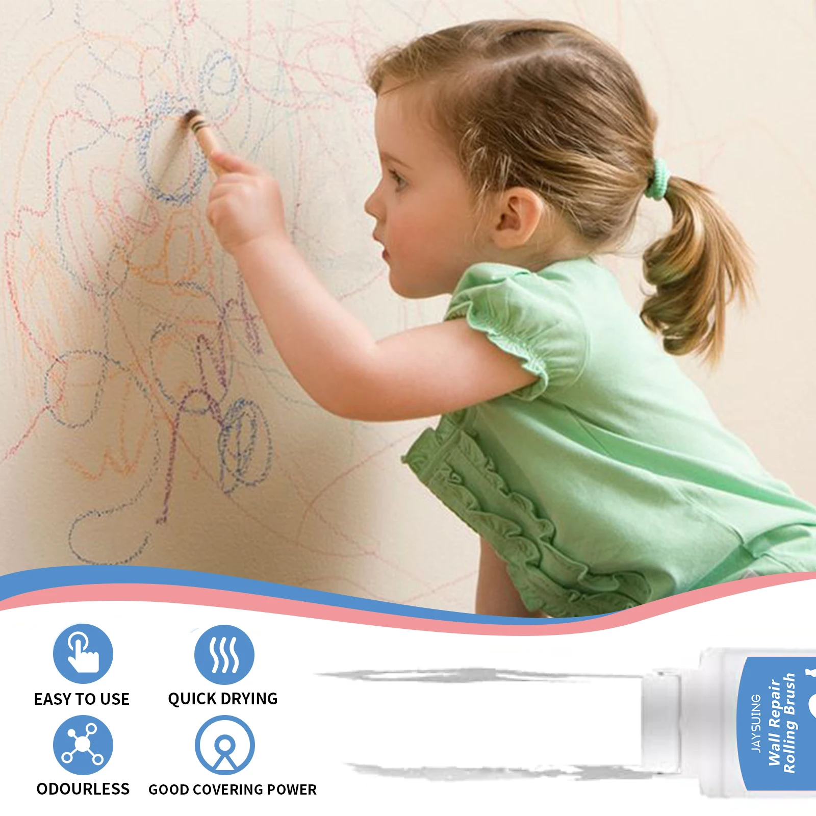 Wall Repair Rolling Brush Graffiti Cover Wall Mildew Crack Maintenance Renovation Home Wall Rolling Brush High Coverage