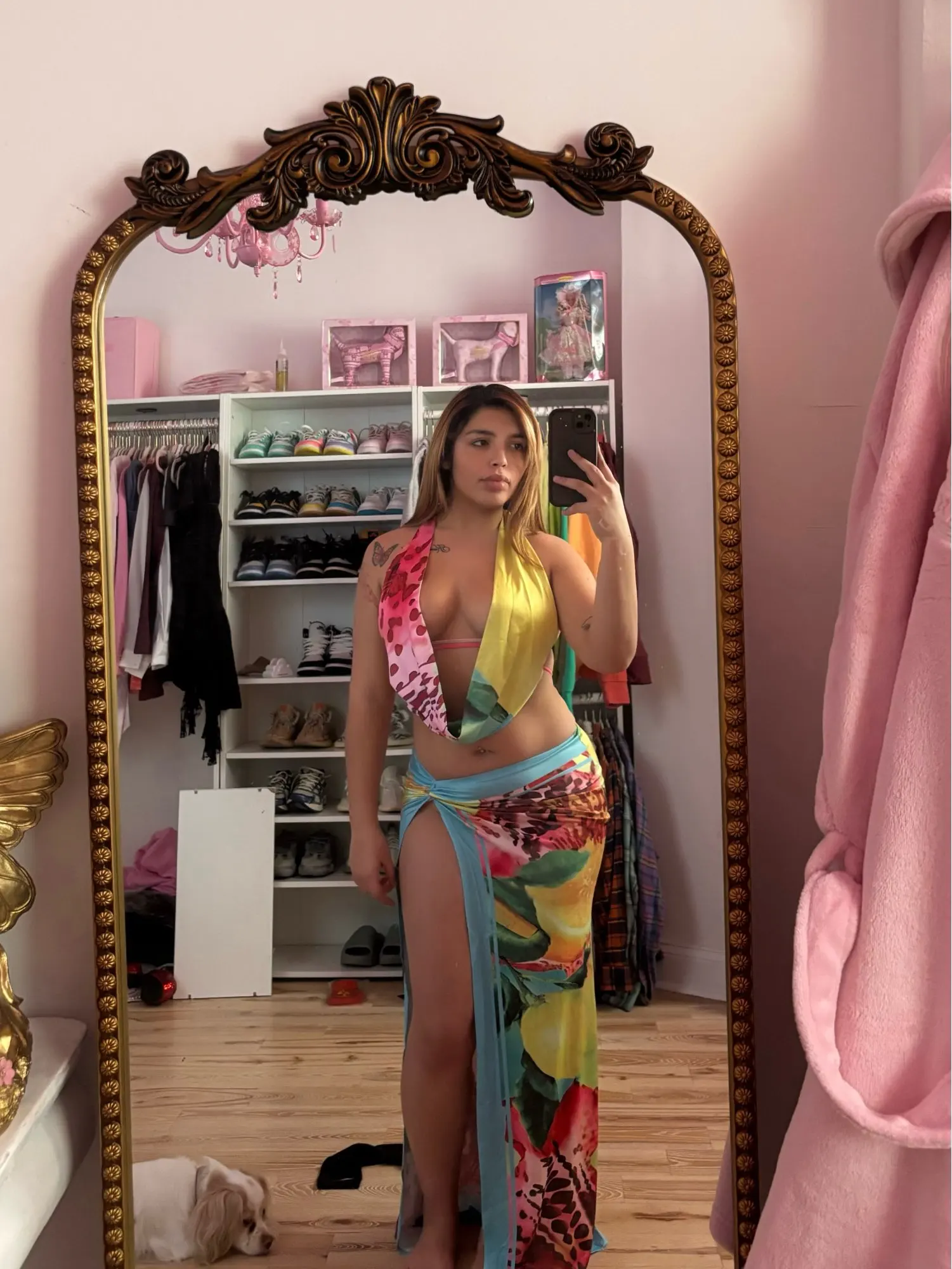 Weird Puss Colorful Leopard Women 2 Piece Set Y2K Beach Vacation Halter Tank Tops+Wrapped Maxi Skirts Matching Vacation Clubwear photo review