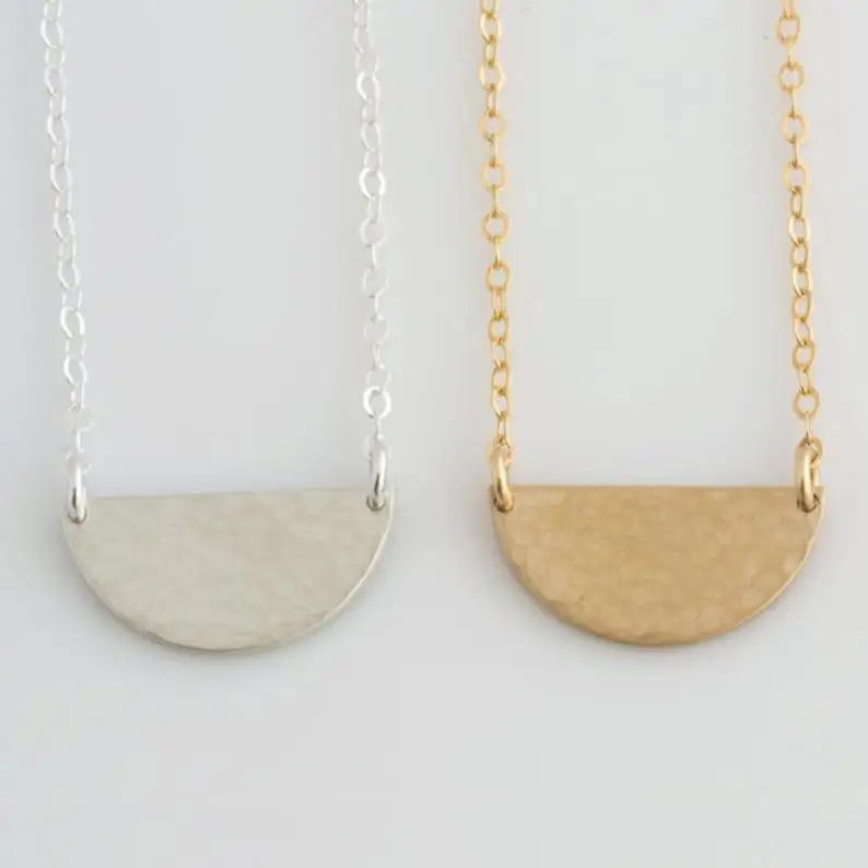 Thump brass semicircle necklaces, Half Moon necklaces, moon gold necklaces Layered necklaces gift for women