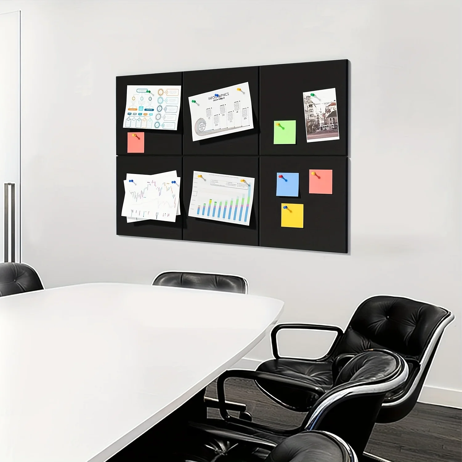 Large Cork Board,11.8in 6 Felt Wall Tiles -Perfect for Office & Bedroom Decor Bulletin & Vision Boards with Push Pin Capability