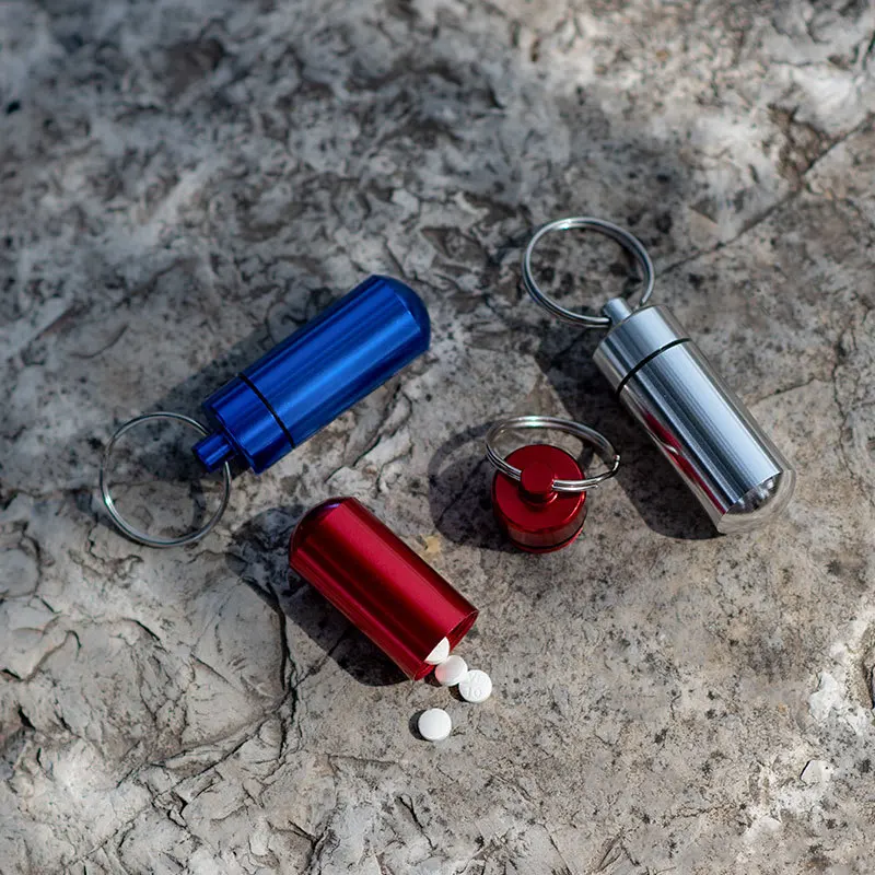Mini Pill Case Waterproof Medicine Storage Box Container Bottle Holder Keychain Portable Outdoor Metal Pill Box Travel storage box,medicine storage container