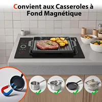 Cooksir Plaque Induction 2 Feux avec Prise, Plaque de Cuisson électrique Encastrable 30CM, 3500W, Deux Commandes Tactiles avec Curseur Ronds, Zone Flexible Combinée Grill, Fiche 240V 2
