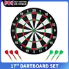 FULL SIZE 17" DARTBOARD SET 6 DARTS FUN FAMILY DART BOARD GAME ADULTS KIDS XMAS