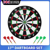 FULL SIZE 17" DARTBOARD SET 6 DARTS FUN FAMILY DART BOARD GAME ADULTS KIDS XMAS