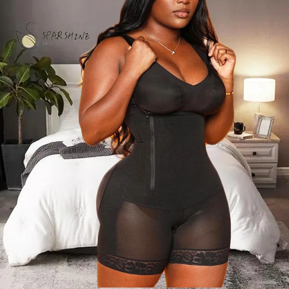 Black Detachable Straps Full Body Shaper Hourglass Body Builder