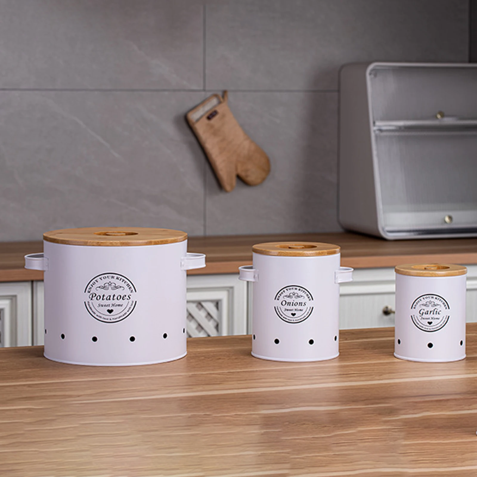 Contenitori Porta Patate Cipolle Aglio Scatole Metallo Cucina