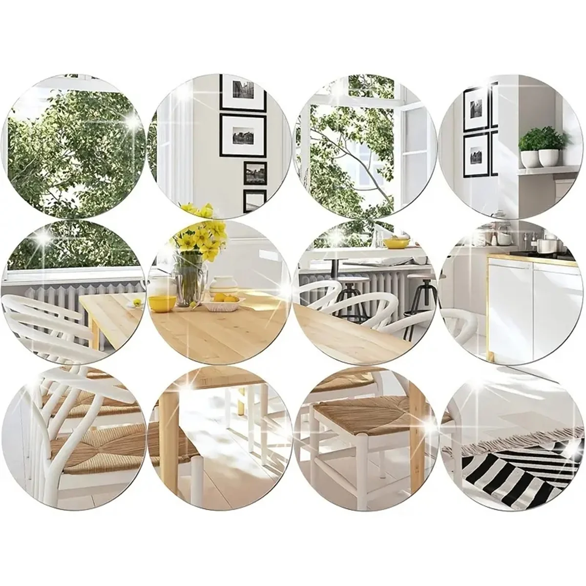 Acrylic Mirror Trays 12pcs Round Mirror Candle Tray Set 5 Inch Non-Glass Self-Adhesive for Table Centerpiece