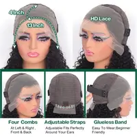 Perruque Bob à ondulations profondes en cheveux humains, perruques Lace Front pour femmes noires, perruques en cheveux humains avec dentelle invisible, densité 200, 13x4 # 1B Noir naturel 6