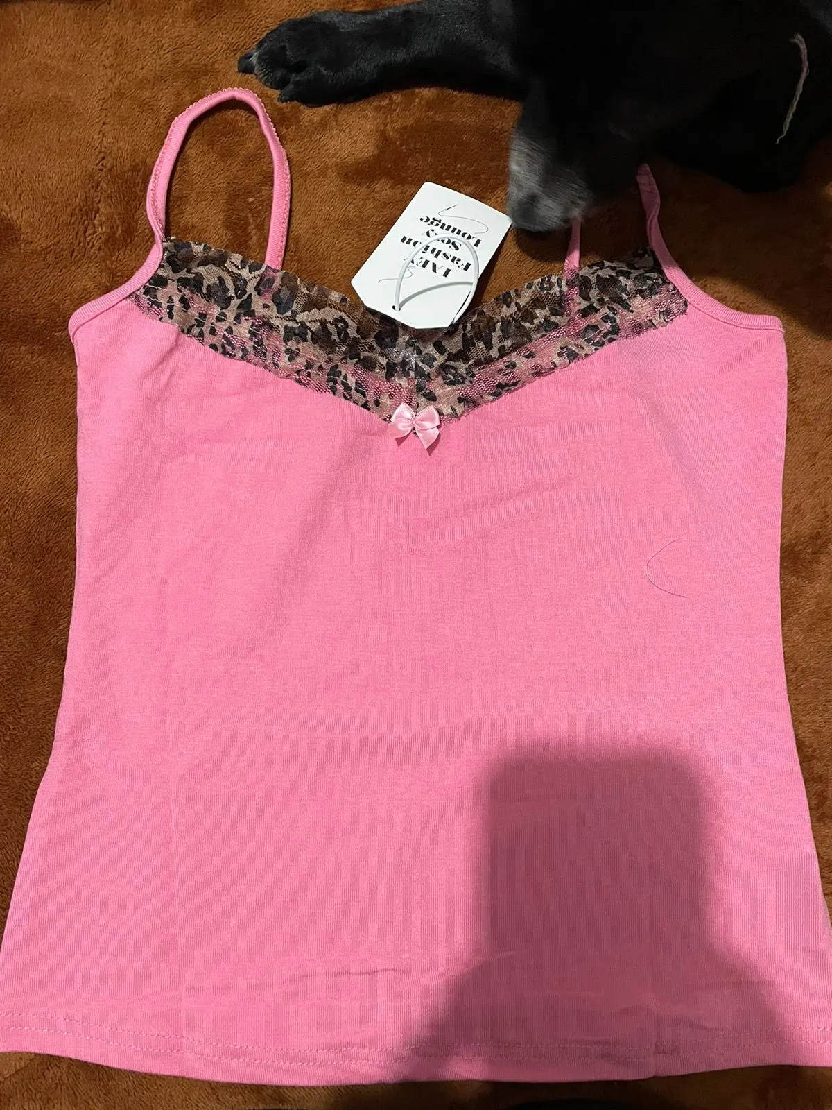 Cuteandpsycho Vintage Leopard Patchwork Camisole Sleeveless Y2K Sexy Bow Pink Clothes Fashion Retro 90s Women's Crop Outfits photo review