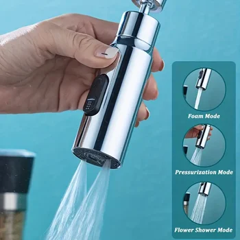 Rubinetto a 3 modalità Testa antispruzzo Filtro con beccuccio Estensore in metallo Rubinetto Aeratore da cucina Connettore universale 1
