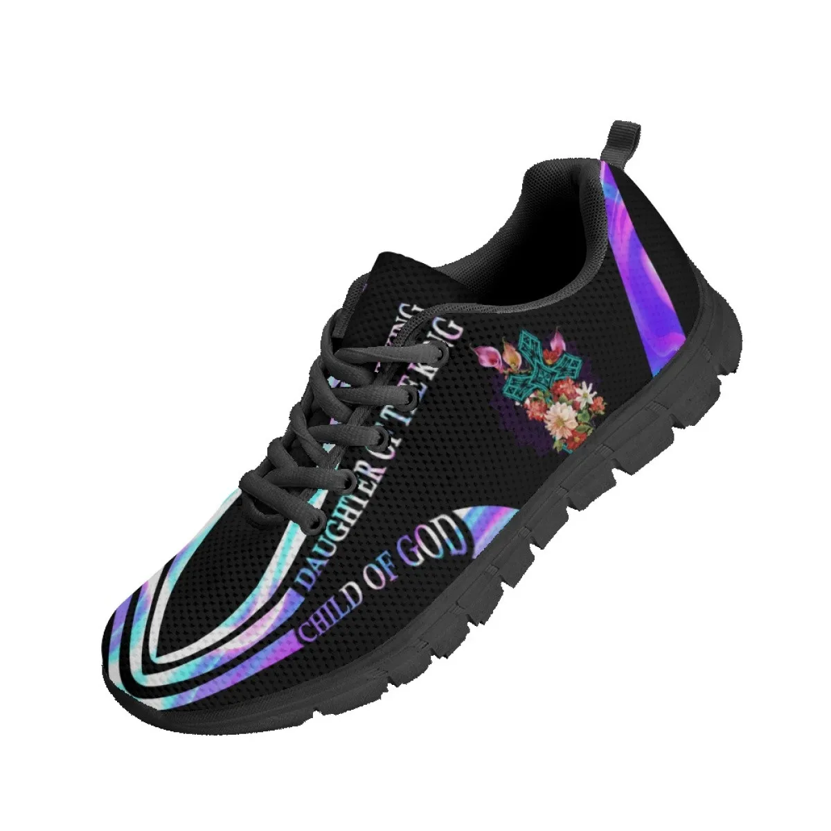 INSTANTARTS Luxury Women Sneakers Branded Ladies Casual Sneakers Faith and Love Cross Gradient Print Female Non-Slip Flat Shoes