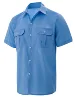 Men's Summer Lapel Solid Short Sleeve Shirt with Two Pockets Casual Button Comfort Cardigan 2