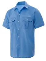 Men's Summer Lapel Solid Short Sleeve Shirt with Two Pockets Casual Button Comfort Cardigan 2