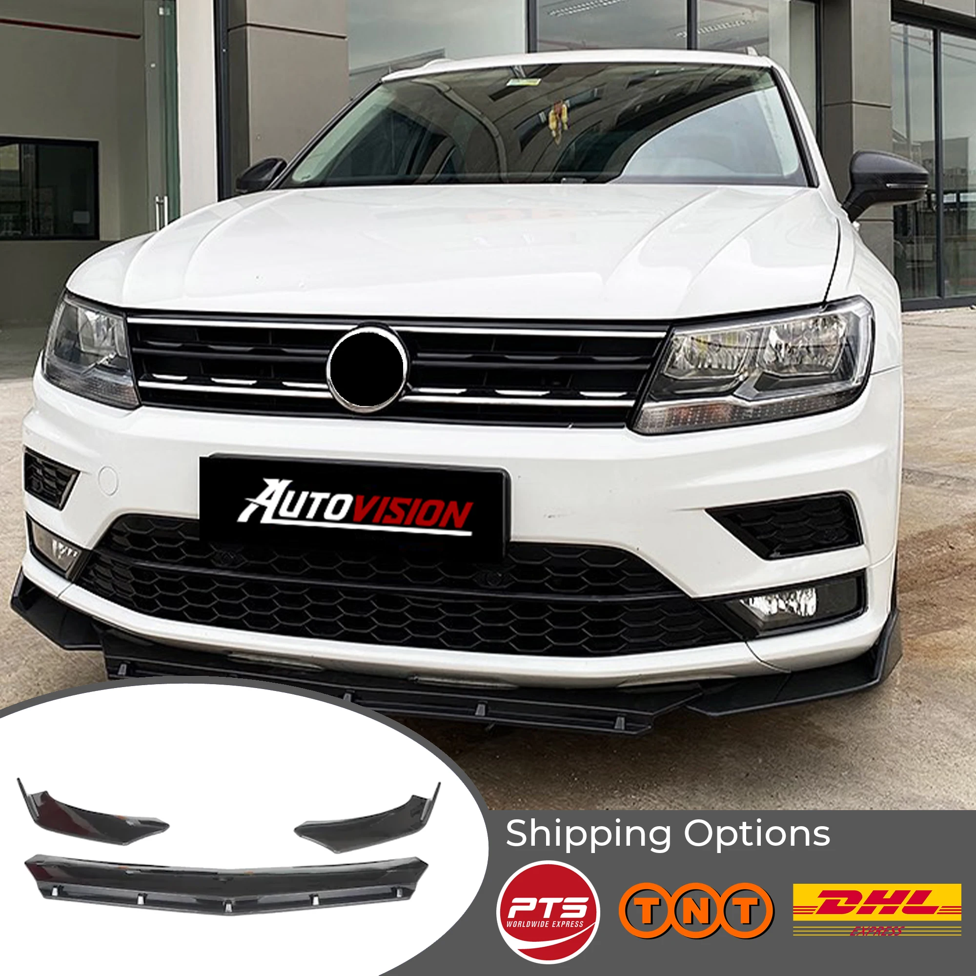 

Для Volkswagen Tiguan 2016-2018 губа переднего бампера автомобиля 3 шт. глянцевый черный разделитель диффузор кузов комплект спойлер яркий