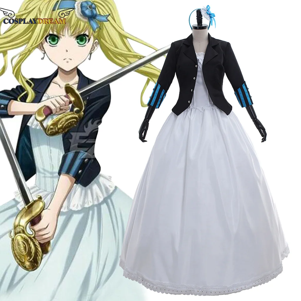 

Anime Black Butler Elizabeth Ethel Cordelia Midford cosplay costume Elizabeth white dress and blazer suit Princess ball gown