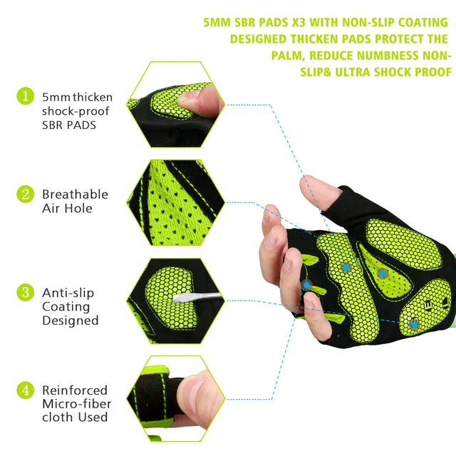 MOREOK Bike Gloves Breathable 5mm Gel Pads MTB Mountain Road Bicycle Gloves Shock-absorbing Half Finger Cycling Gloves Men Women 2