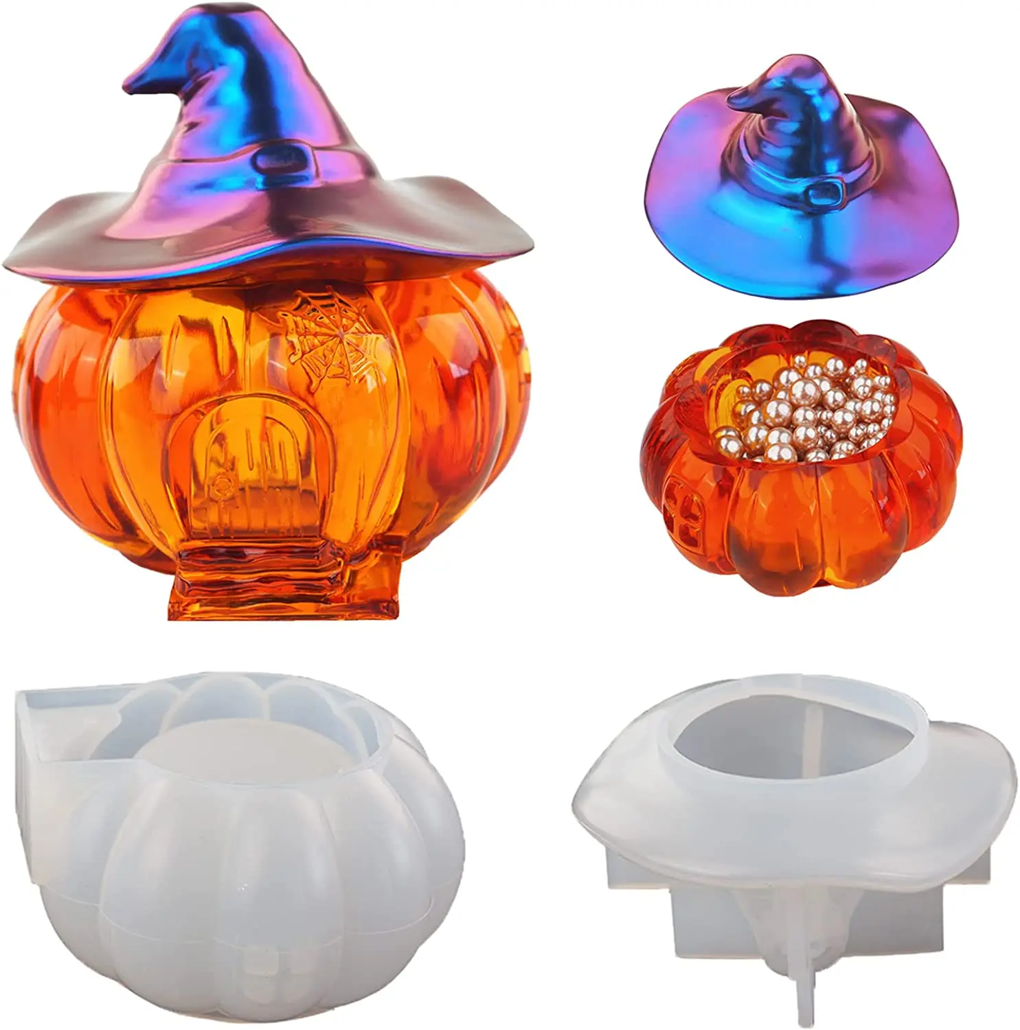 

DIY Halloween Pumpkin Jars Silicone Resin Mold