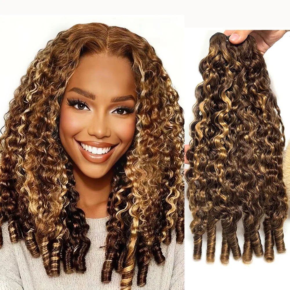 Burmese Curly Hair Bundles Human Hair Quality Highlight Deep Wave Raw Hair Bundles Double Drawn Vietnamese Hair Extension 6