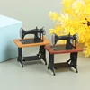 Dollhouse Decor Miniature Furniture Wooden Sewing Machine with Thread Scissors Accessories for Dolls House Kids Toys for Girls 2