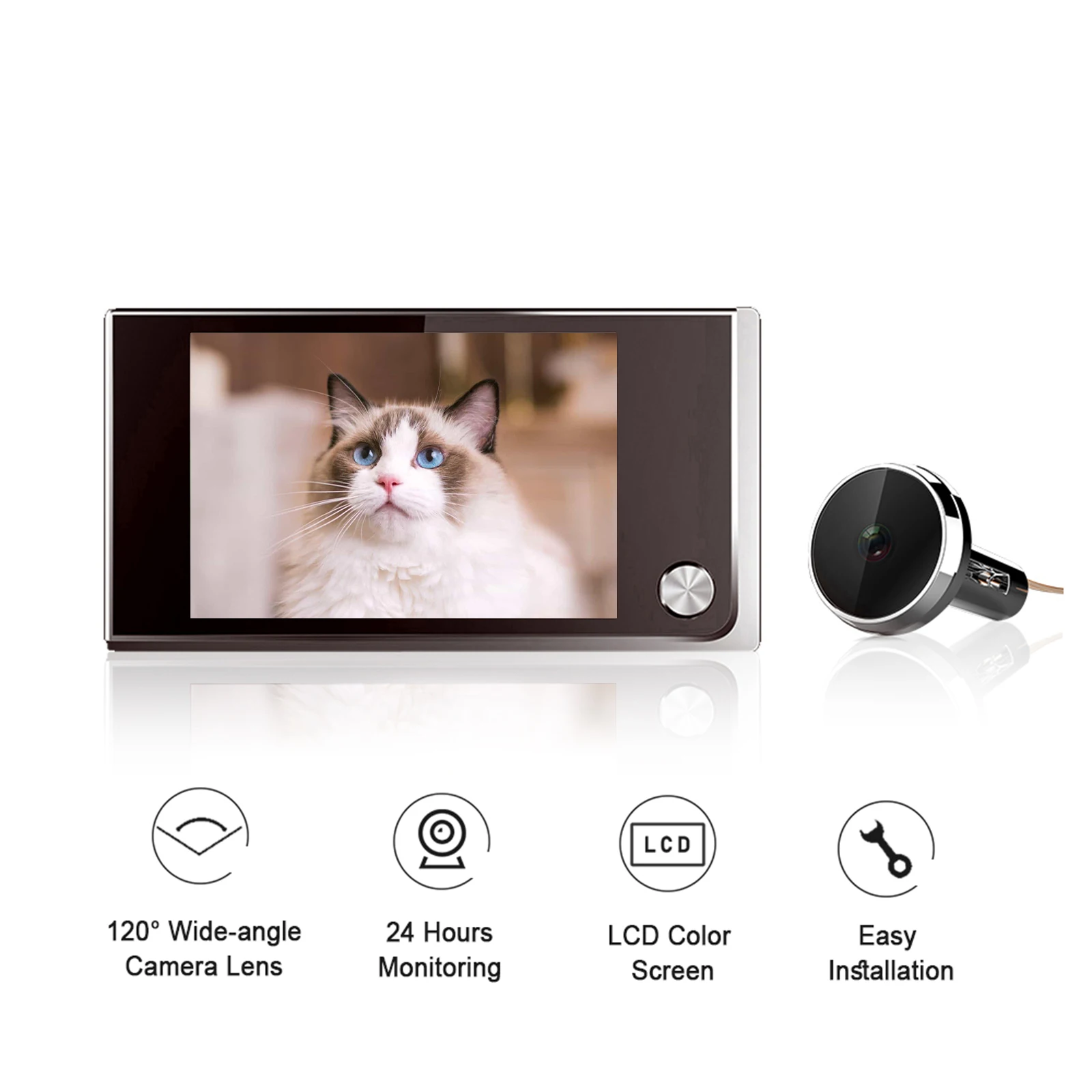 New Peephole Doorbell Door Camera 120° 3.5 Inch LCD Screen Digital Door