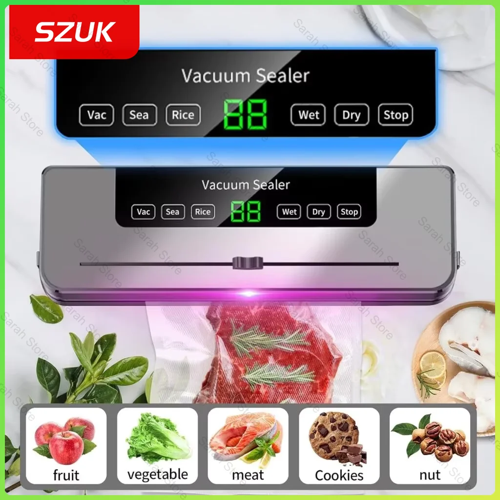 Electric Vacuum Sealer Built-In Cutter Knife Dry/Wet Food Sealed Packaging Kitchen Food Storage Seal Touch Key With 10pcs Bags food bag sealer